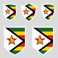 Zimbabwe Flag in Shield Shape Frame vector