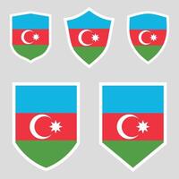 Set of Azerbaijan Flag in Shield Shape Frame vector