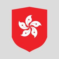 Hong Kong Flag in Shield Shape Frame vector