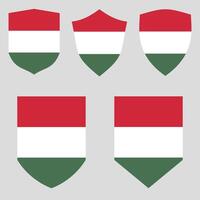 Set of Hungary Flag in Shield Shape Frame vector
