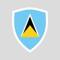 Saint Lucia Flag in Shield Shape Frame vector