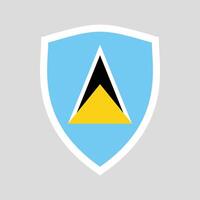 Saint Lucia Flag in Shield Shape Frame vector