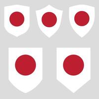 conjunto de Japón bandera en proteger forma marco vector