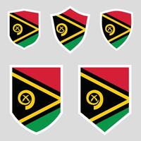 Set of Vanuatu Flag in Shield Shape Frame vector