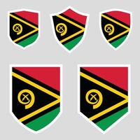 conjunto de vanuatu bandera en proteger forma marco vector