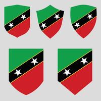 Set of Saint Kitts and Nevis Flag in Shield Shape vector