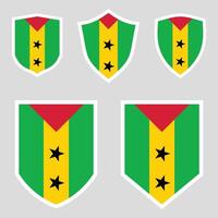 Set of Sao Tome and Principe Flag in Shield Shape vector