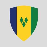 Saint Vincent and The Grenadines Flag in Shield Shape vector