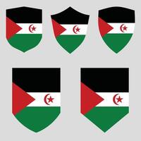 Set of Sahrawi Arab Democratic Republic Flag in Shield Shape vector