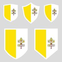Set of Vatican City Flag in Shield Shape Frame vector
