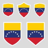 Set of Venezuela Flag in Shield Shape Frame vector