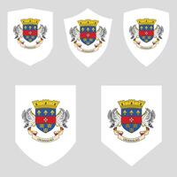 Set of Saint Barthelemy Flag in Shield Shape Frame vector