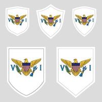 Set of American Virgin Islands Flag in Shield Shape Frame vector