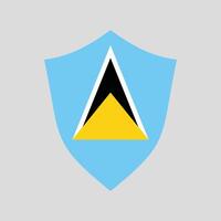 Saint Lucia Flag in Shield Shape Frame vector