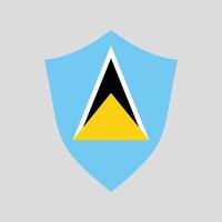 Saint Lucia Flag in Shield Shape Frame vector