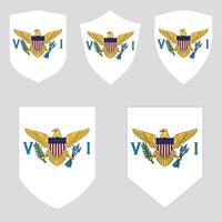 Set of American Virgin Islands Flag in Shield Shape Frame vector