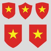 Set of Vietnam Flag in Shield Shape Frame vector