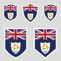 Set of Anguilla Flag in Shield Shape vector