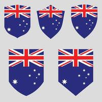 Set of Australia Flag in Shield Shape Frame vector