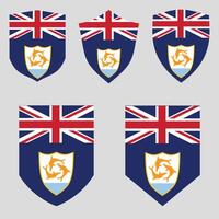 Set of Anguilla Flag in Shield Shape vector