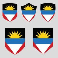 conjunto de antigua y barbuda bandera en proteger forma vector