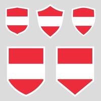 Set of Austria Flag in Shield Shape Frame vector
