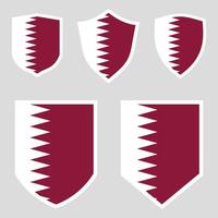 Set of Qatar Flag in Shield Shape Frame vector