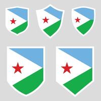 Set of Djibouti Flag in Shield Shape Frame vector