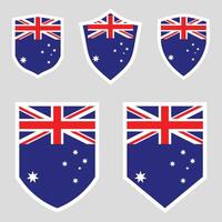 Set of Australia Flag in Shield Shape Frame vector