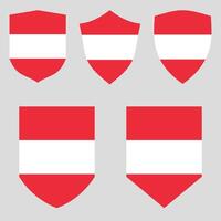 Set of Austria Flag in Shield Shape Frame vector