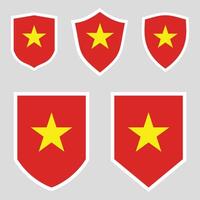 Set of Vietnam Flag in Shield Shape Frame vector