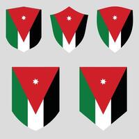Set of Jordan Flag in Shield Shape Frame vector