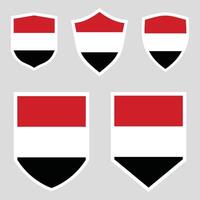 Set of Yemen Flag in Shield Shape Frame vector