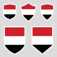 Set of Yemen Flag in Shield Shape Frame vector