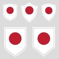 conjunto de Japón bandera en proteger forma marco vector