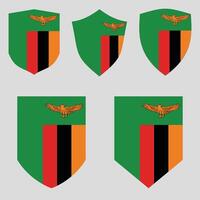 conjunto de Zambia bandera en proteger forma marco vector