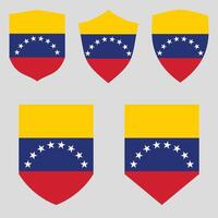 Set of Venezuela Flag in Shield Shape Frame vector