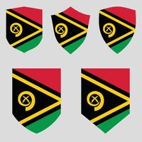 Set of Vanuatu Flag in Shield Shape Frame vector