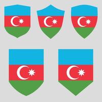 Set of Azerbaijan Flag in Shield Shape Frame vector