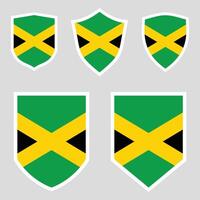 Set of Jamaica Flag in Shield Shape Frame vector