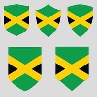 Set of Jamaica Flag in Shield Shape Frame vector