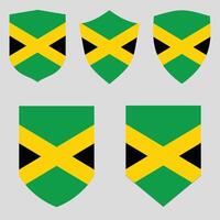 Set of Jamaica Flag in Shield Shape Frame vector