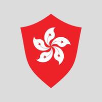 Hong Kong Flag in Shield Shape Frame vector