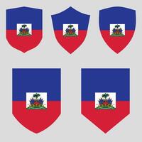 Set of Haiti Flag in Shield Shape Frame vector