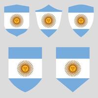 conjunto de argentina bandera en proteger forma vector