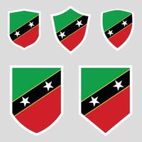 Set of Saint Kitts and Nevis Flag in Shield Shape vector