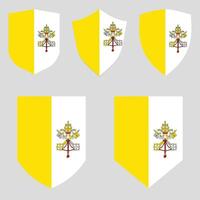 Set of Vatican City Flag in Shield Shape Frame vector