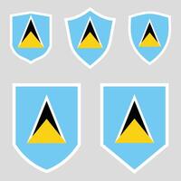 Set of Saint Lucia Flag in Shield Shape Frame vector