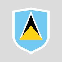 Saint Lucia Flag in Shield Shape Frame vector