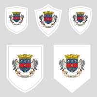 Set of Saint Barthelemy Flag in Shield Shape Frame vector